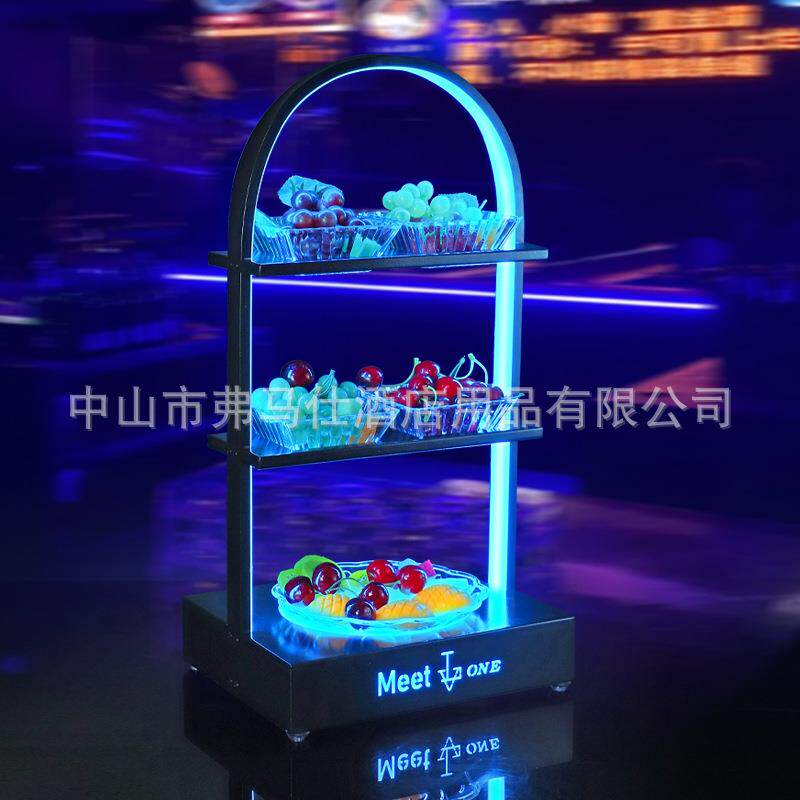 酒吧发光果盘架夜店创意拼盘小吃水果拼盘展示架KTV三层果盘碟子
