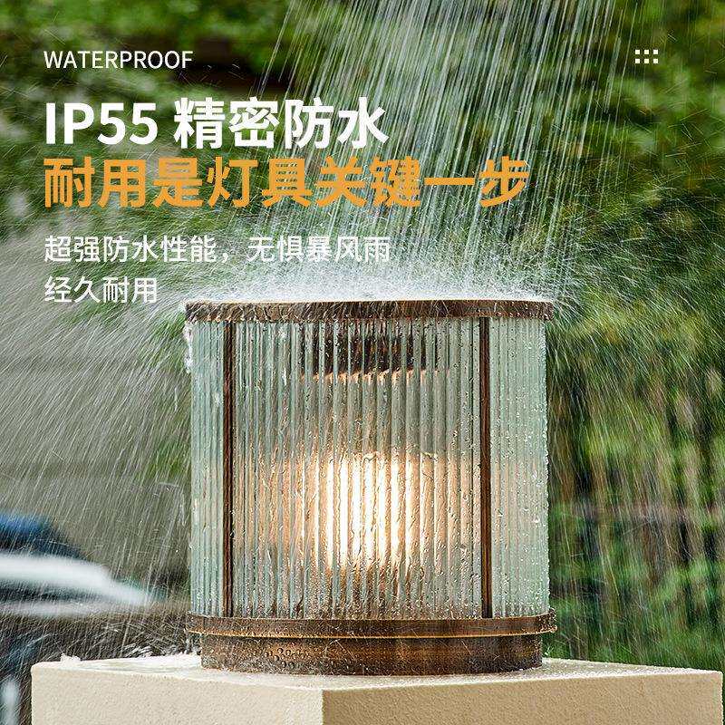 庭院柱头灯户外防水庭院灯别墅门柱灯全铜围墙灯花园墙头灯柱子灯