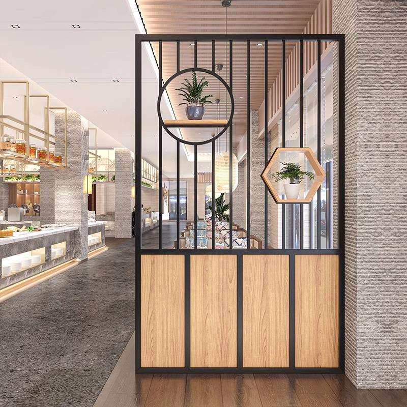 新中式铁艺屏风餐厅玄关隔断火锅烧烤店卡座围栏装饰镂空格栅卡座
