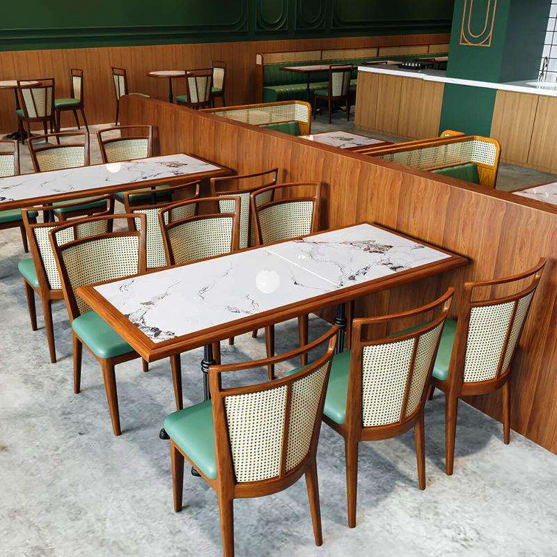 主题东南亚餐厅桌椅组合复古港式咖啡厅冰室岩板长桌子小吃餐饮店