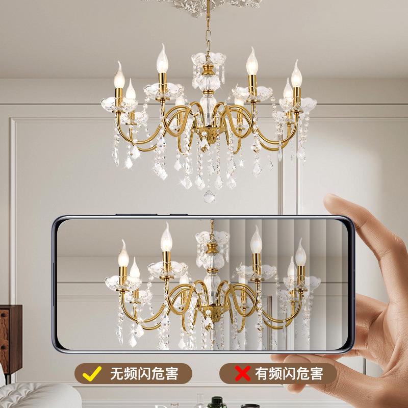 美式蜡烛小吊灯法式房间卧室餐厅吧台灯饰温馨浪漫水晶吊灯图片
