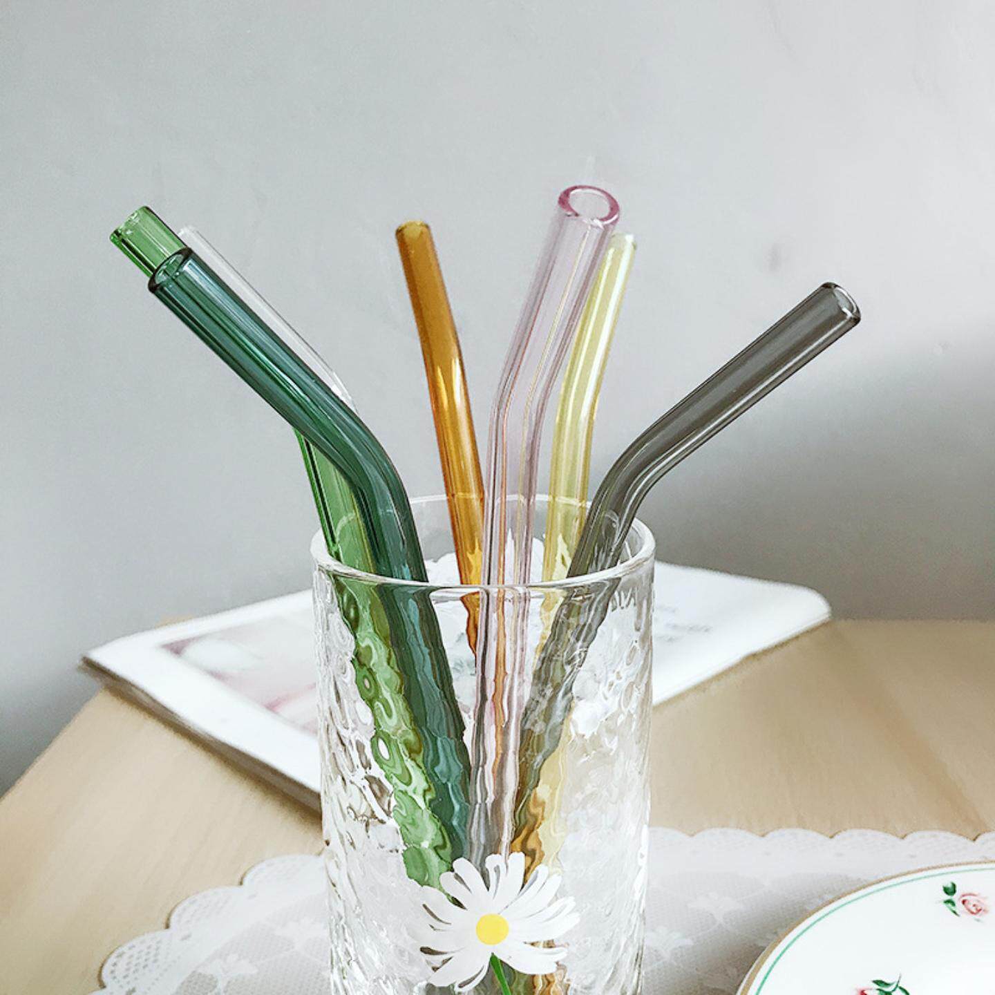 彩色耐高温玻璃吸管环保弯吸管果汁奶茶饮料鸡尾酒创意搅拌棒