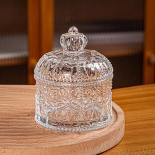 玻璃糖缸收纳罐糖果罐水晶糖果储物罐带盖欧式透明创意首饰盒