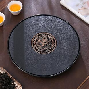 类仿乌金石小茶盘家用储排水干泡台茶具茶托盘沥水圆形茶海