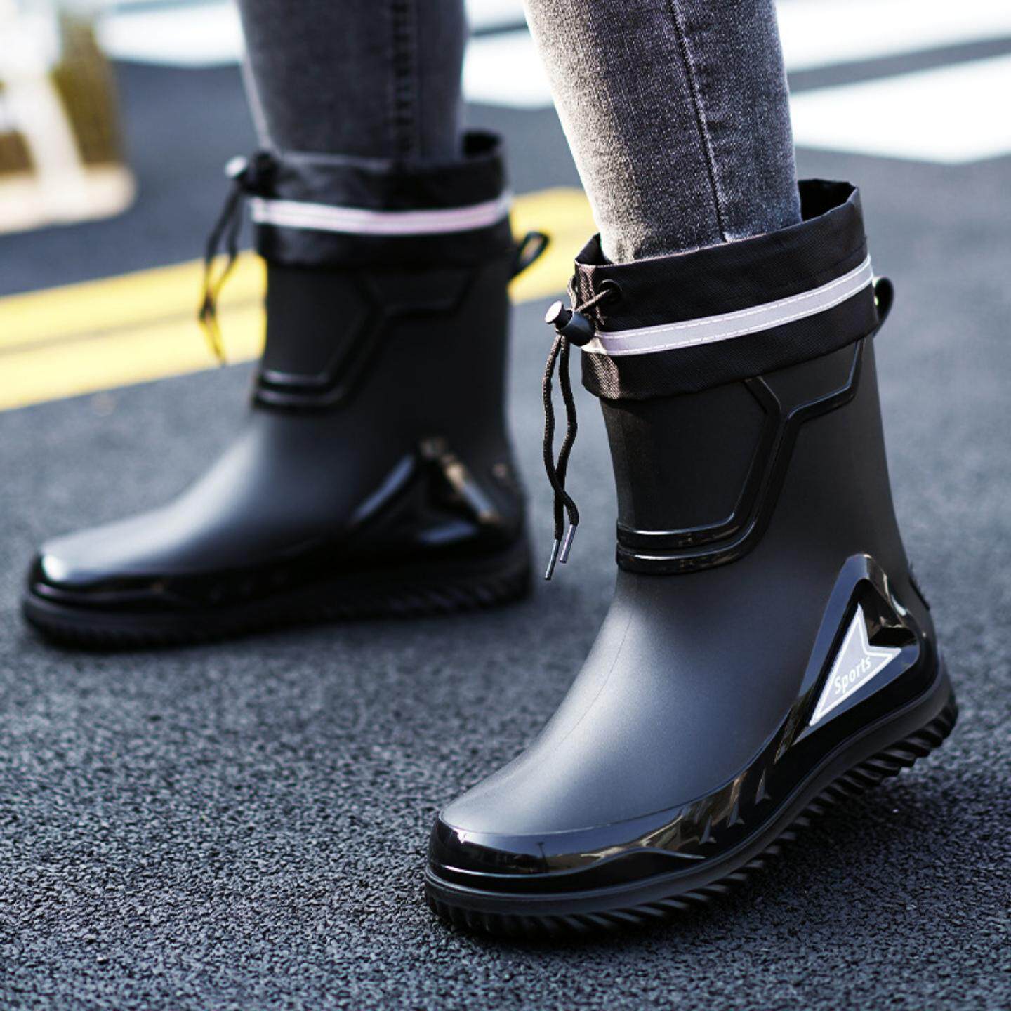 高档雨鞋男款收口防雨防水鞋短中筒防滑外卖骑手专用雨靴胶鞋男女