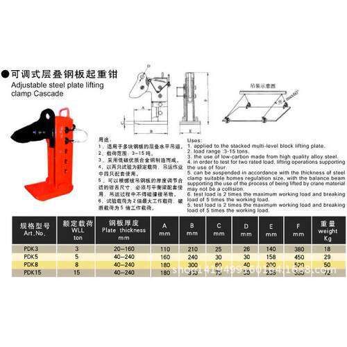 神州SW703可调式多层钢板钳厂家直销 吊具夹钳 起重吊钩价格