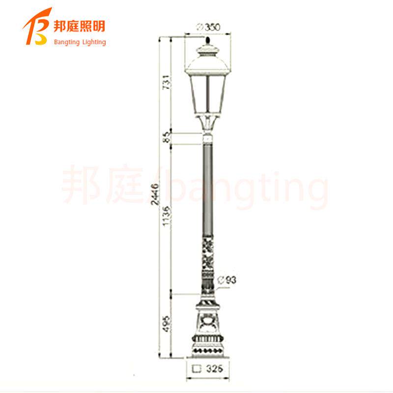 欧式庭院灯厂家怀旧风铝材5头4米庭院灯别墅灯亮化照明路灯景观灯