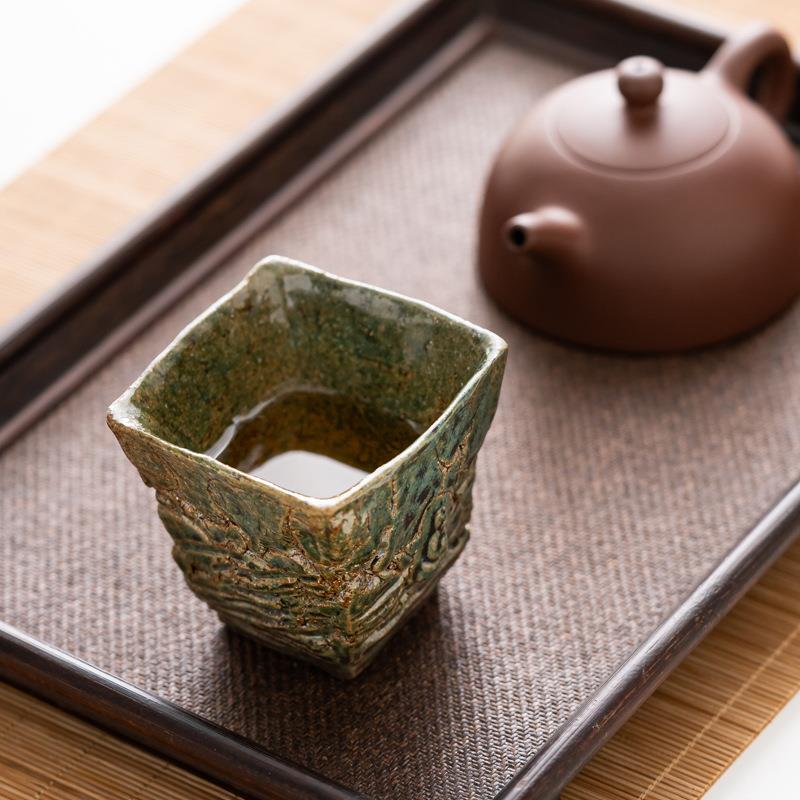 敦煌印象四方杯手作志野烧茶盏主人杯日式轻奢家用陶瓷茶杯品茗杯