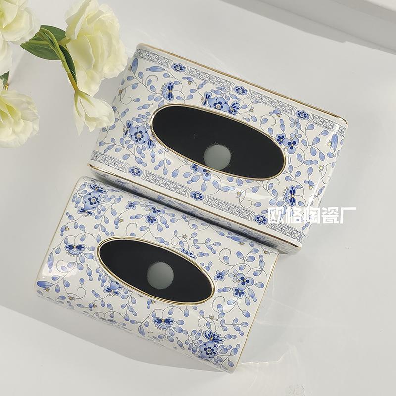 厂家直销H标欧式陶瓷大号纸巾盒马图客厅抽纸盒家用茶几创意纸盒