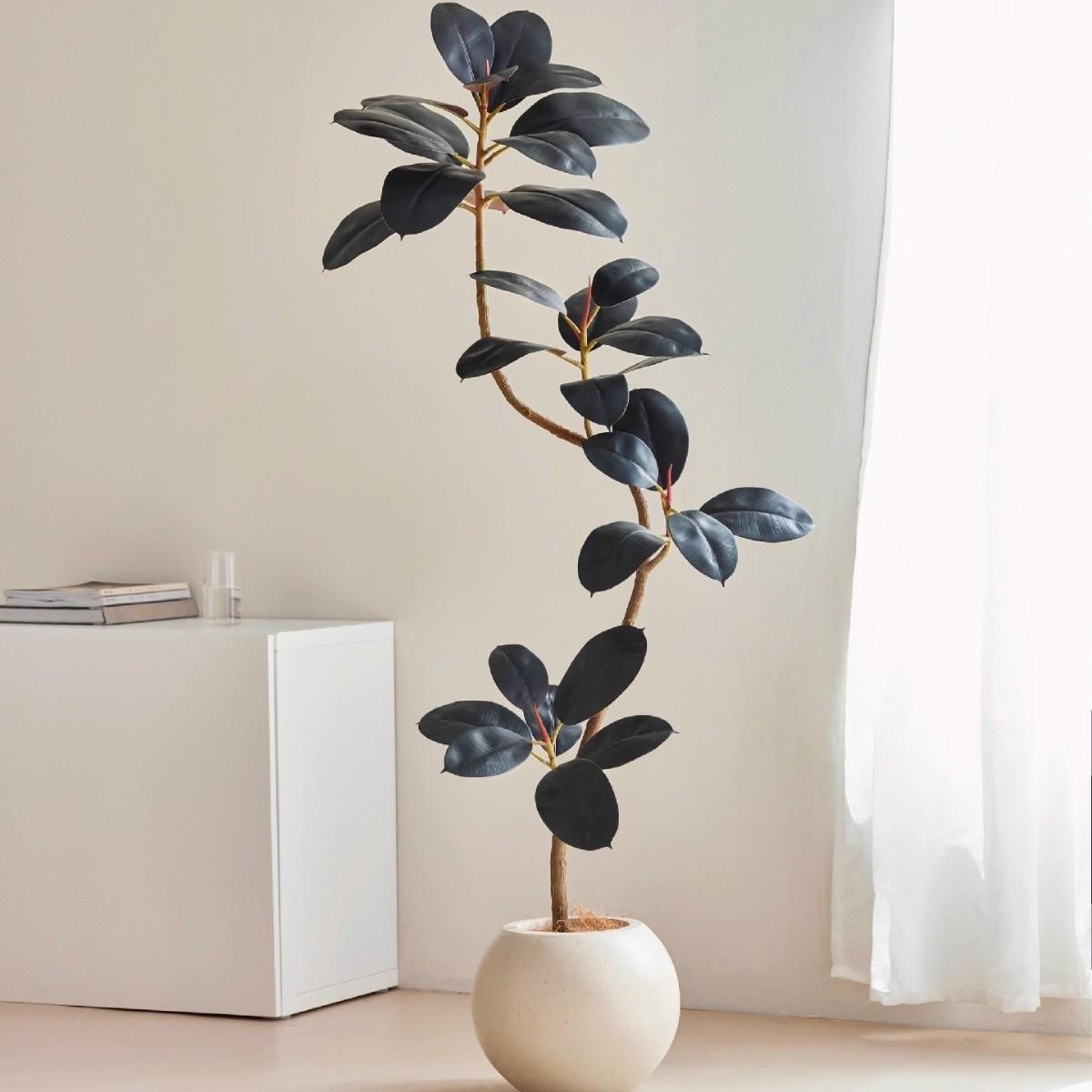 北欧仿真植物橡皮树黑金刚大叶客厅仿真绿植造景装饰盆栽花卉植物