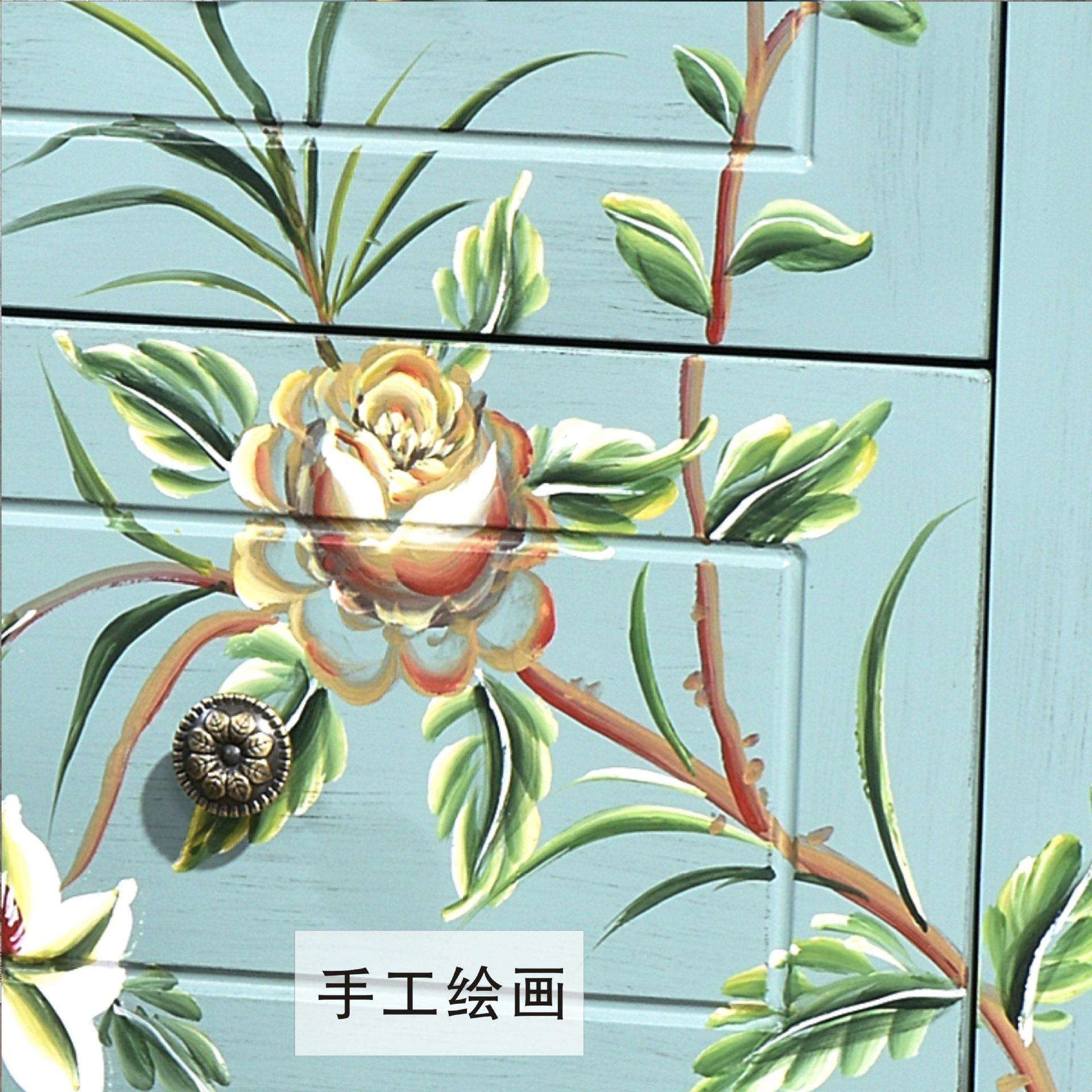 欧式新古典彩绘玄关电视柜床头柜法式美式田园新古典家具
