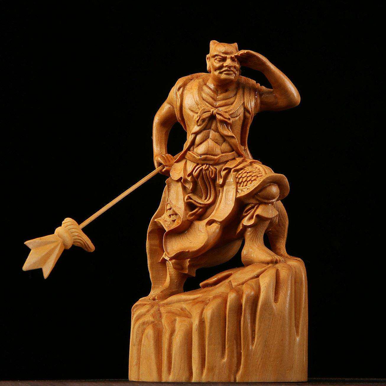 崖柏木雕千里眼顺风耳一对神像摆件 哼哈二将左右护法家居工艺品