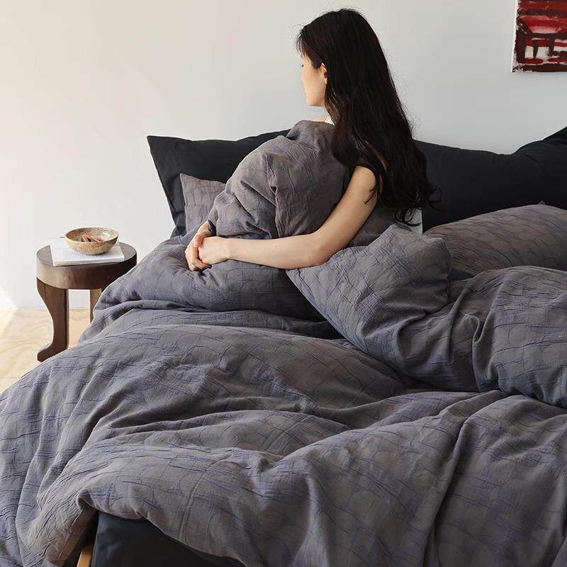 1秋冬美拉德撞色四件套婴儿棉磨毛纯棉加厚保暖床单被套床上用品