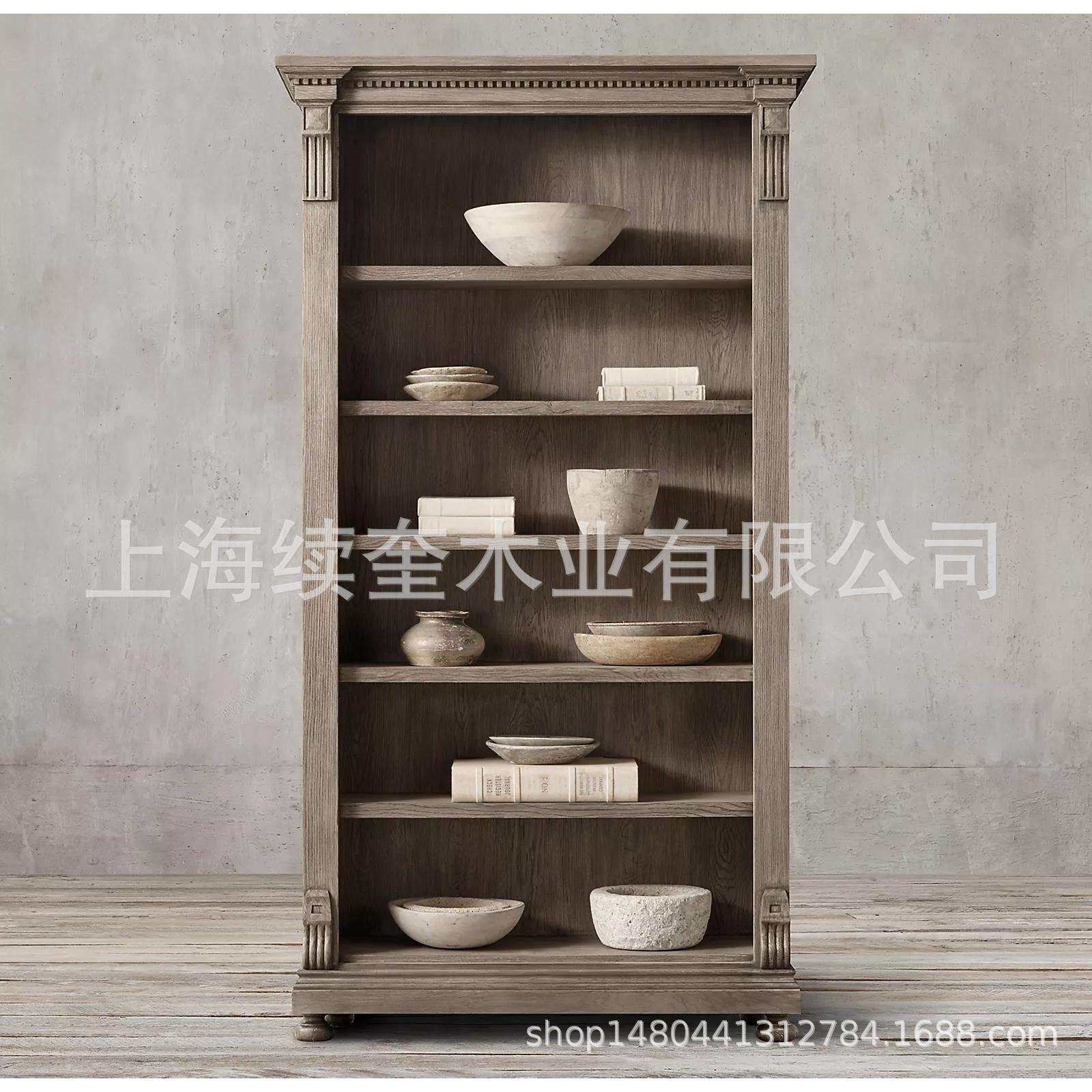 RH美式实木储物书柜书架设计师出口别墅跨境电商亚马逊供应商家具