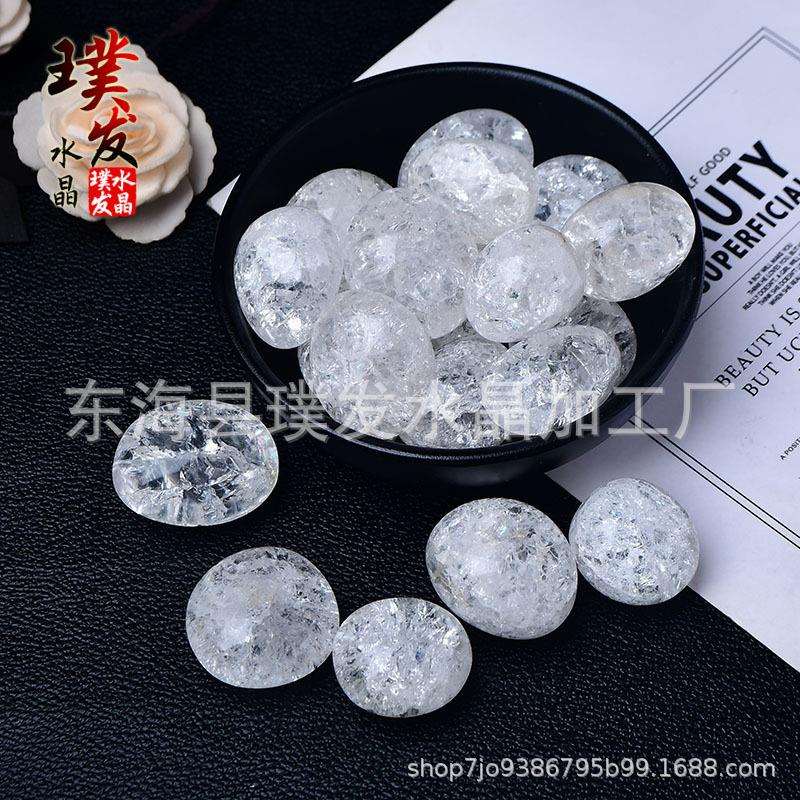 天然爆花水晶滚石白水晶爆花原石鱼缸石花盆装饰跨境商品
