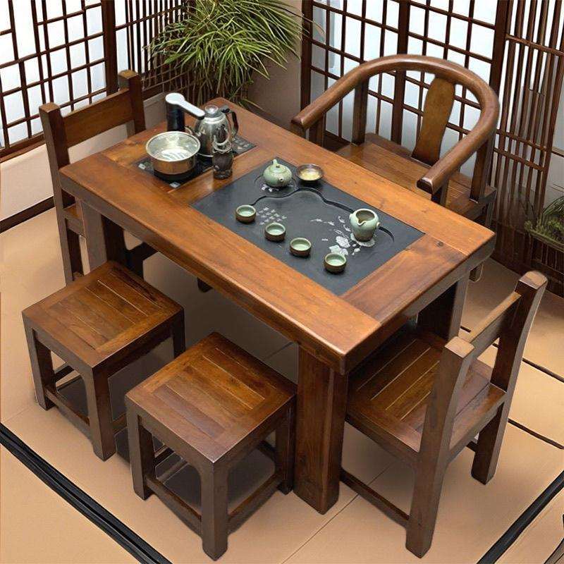 老船木茶桌椅组合实木茶台中式茶几阳台家用套装办公室功夫桌一体