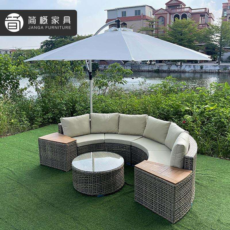 圆形沙发户外沙发环形藤沙发室外花园庭院酒店沙发半圆型沙发组合