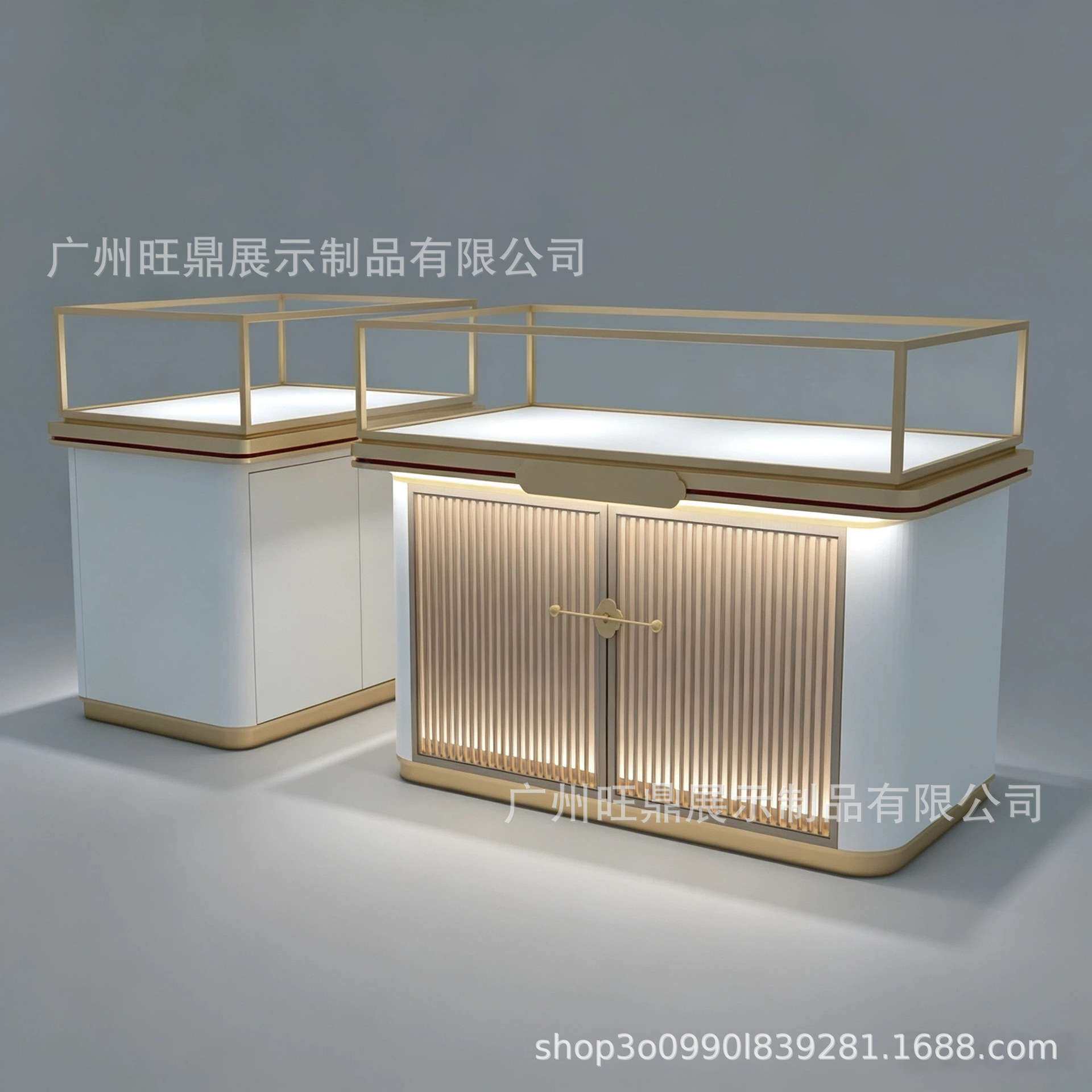 文献展示柜不锈钢烤漆珠宝展示柜带锁防尘玉器翡翠精品陈列柜台