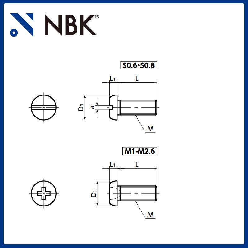 NBK SNZS-S精密仪器用盘头小螺钉不锈钢制非标头机械配件厂家直供