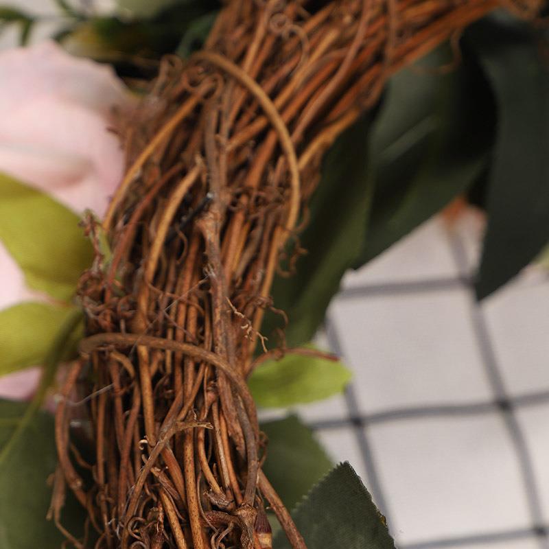 鸿禹 仿真大玫瑰婚礼花环花圈 春夏情人节假花家居节日装饰门挂