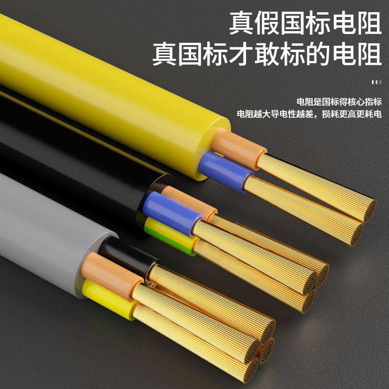国标RVV视贝电缆线3芯2.5/4/6平方护套线水泵三相铜芯阻燃多股