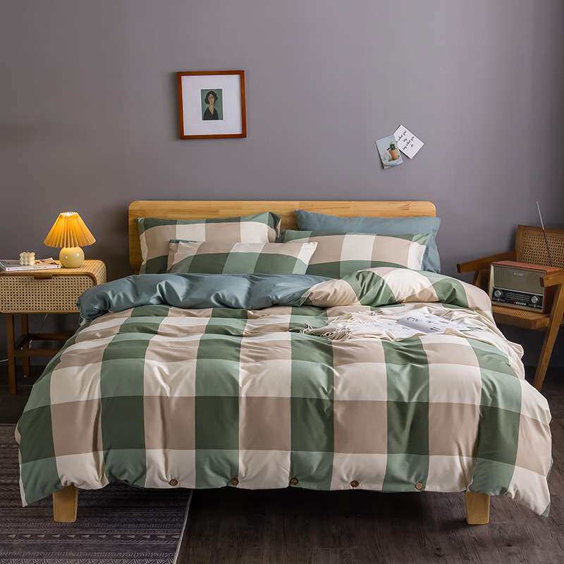 日式纽扣四件套 磨毛床上用品套件被套床笠4件套厂家直供一件代发