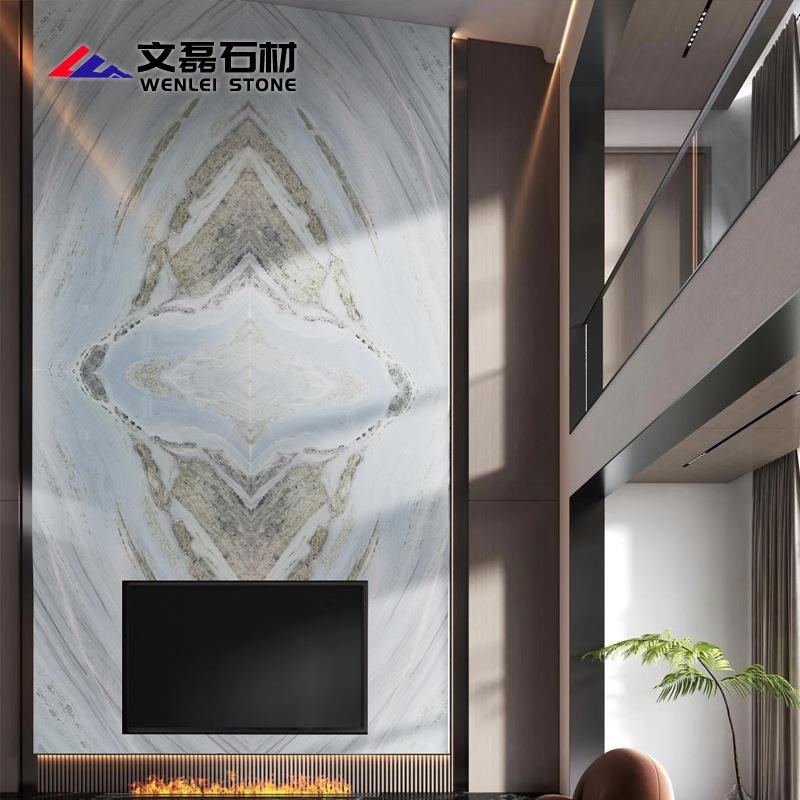 蓝水晶天然奢石欧式客厅墙面加工天空蓝大理石地板洗手台桌板
