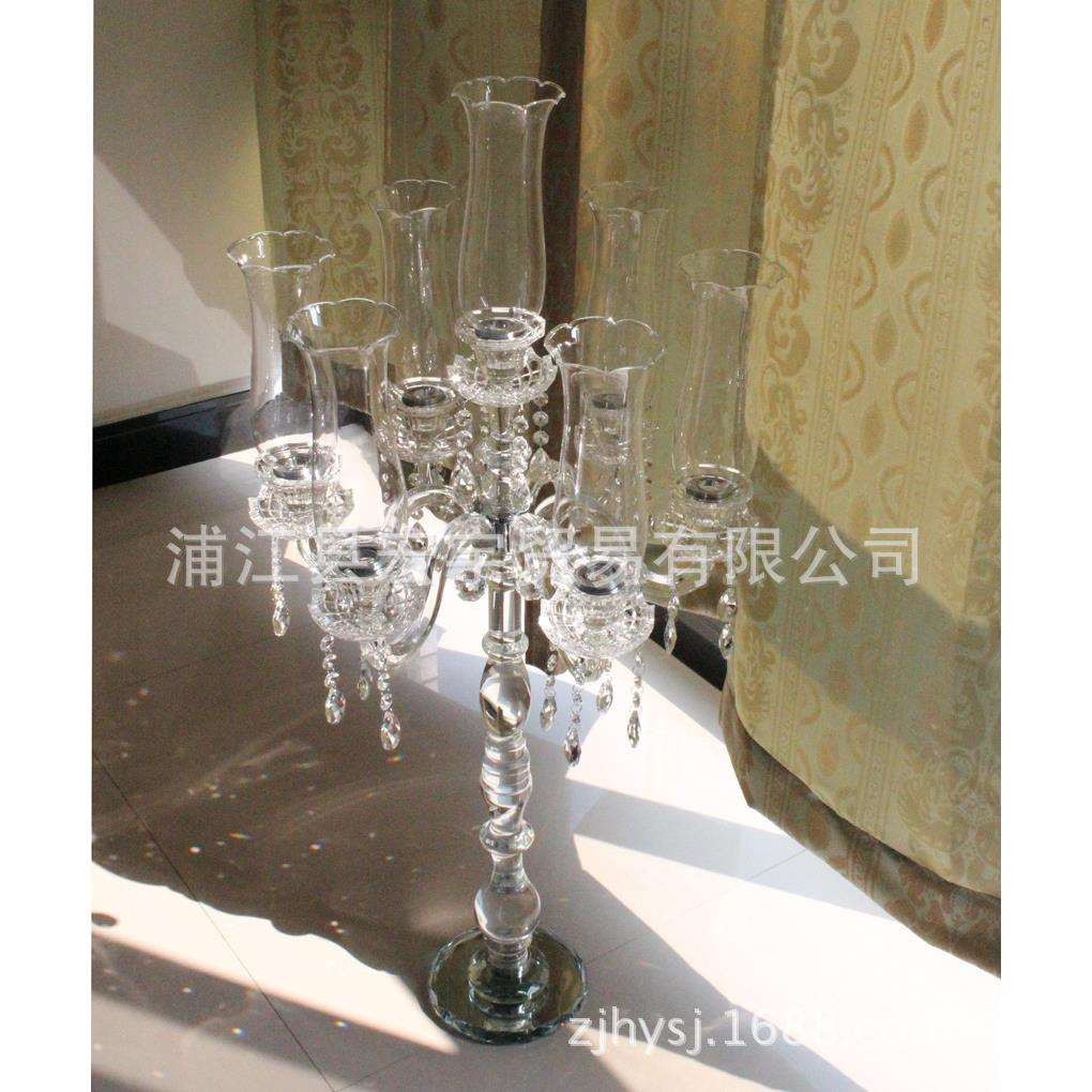 厂家直销欧式七头烛台婚庆水晶蜡烛台摆件时尚浪漫节日气氛装饰品