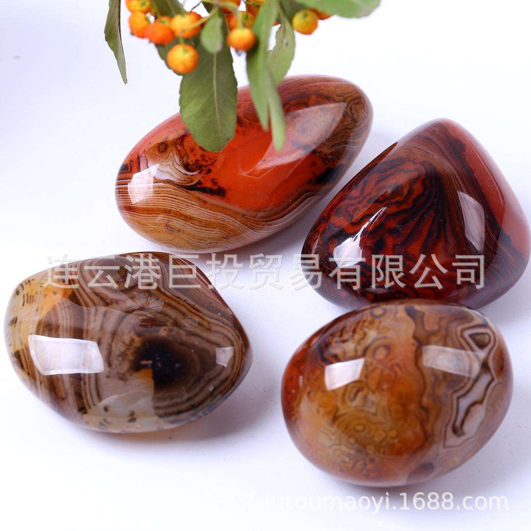 现货供应天然缠丝玛瑙水晶原石摆件玛瑙把件手把玩椭圆形玛瑙石