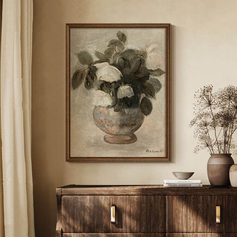 植趣》现代法式复古老钱风客厅装饰画中古风餐厅玄关卧室挂画组合