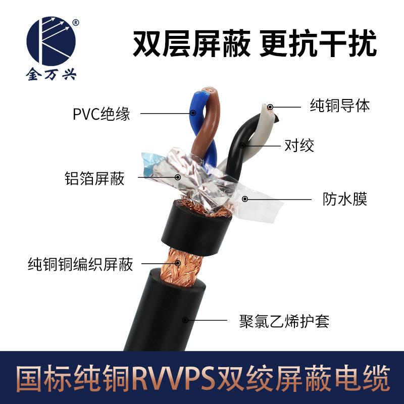 国标RVVPS 2*2*1平方对绞屏蔽线4芯铜芯控制信号双屏蔽软护套电缆