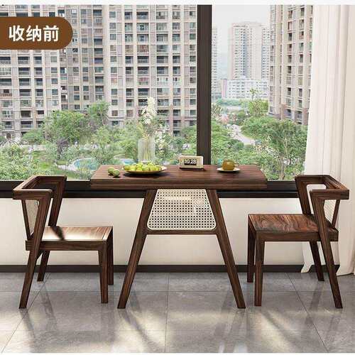 实木阳台茶桌餐桌新款小型家用桌椅组合明清古典茶台小桌椅三件套