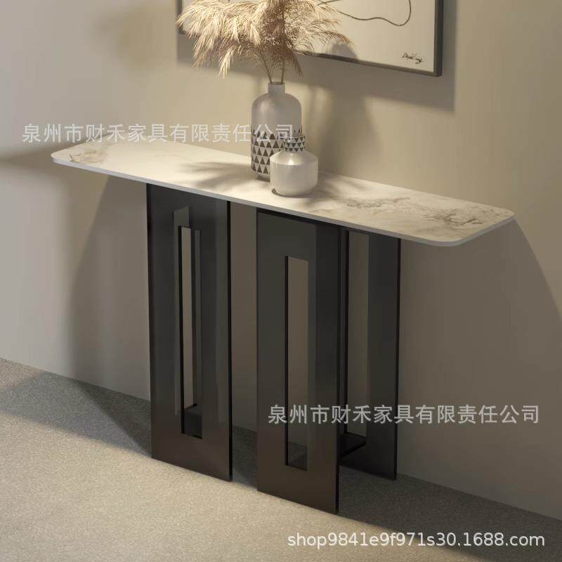 岩板入户装饰玄关台桌柜现代轻奢客厅亚克力窄条案公司酒店端景台