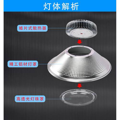 LED工矿灯天棚灯厂房灯车间灯车库灯灯吊链灯100w150w200w250工程