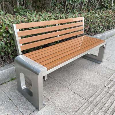 公园户外长椅不锈钢防腐木平凳塑木长条凳室外座椅园林椅户外商用