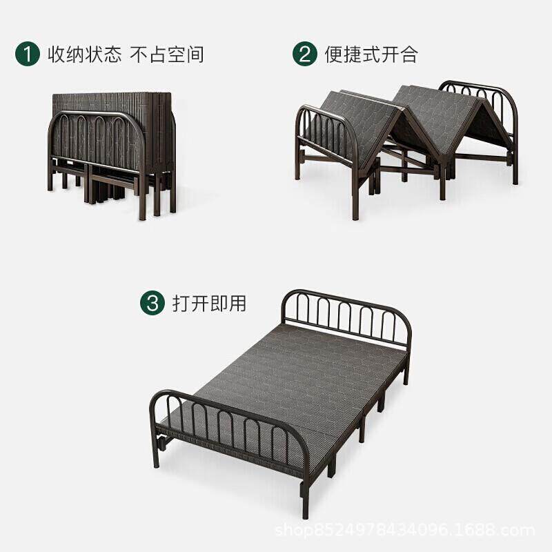 折叠床单人床双人办公室午休床家用陪护床硬板床铁床免安装四折床