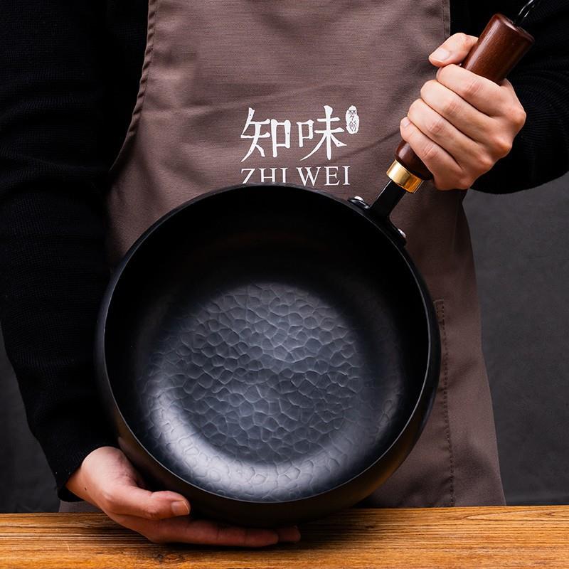 梦创知味爆款锤纹大肚锅新款手工无涂层不粘锅铁锅熟铁锅家用炒锅图片