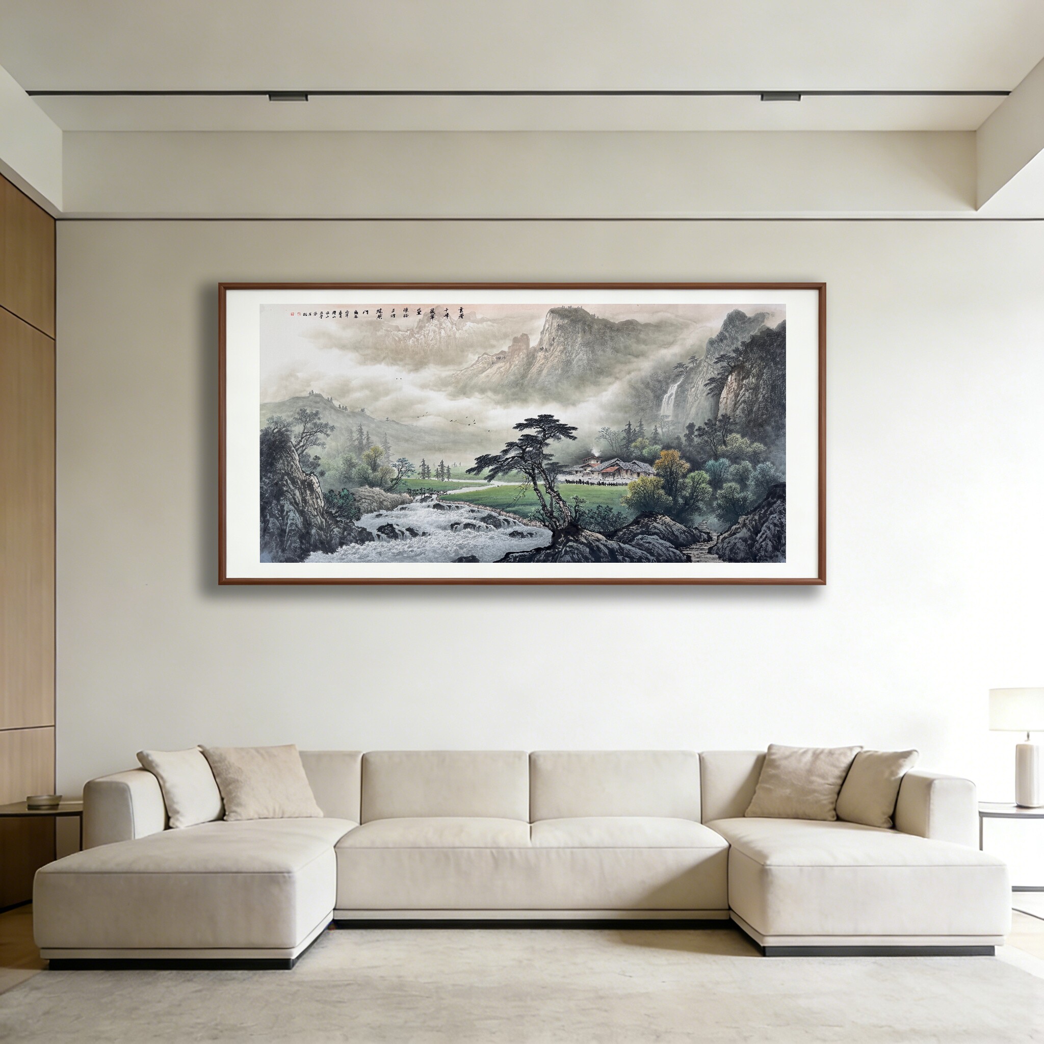 新中式山水画客厅挂画