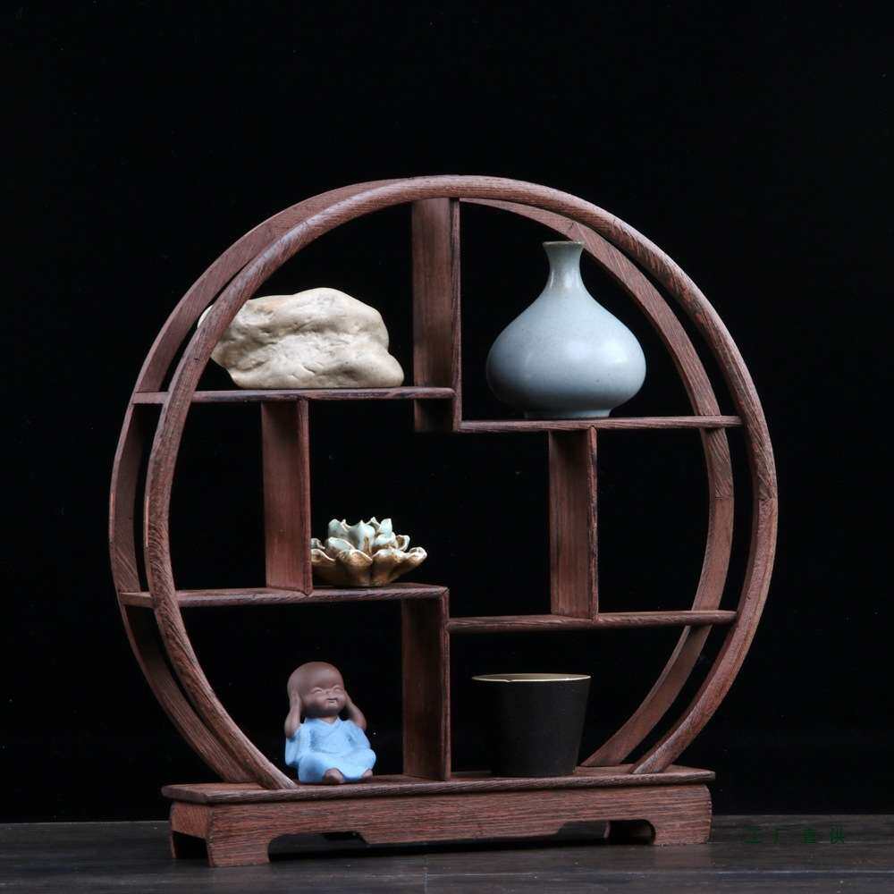 小博古架实木多宝架底座展