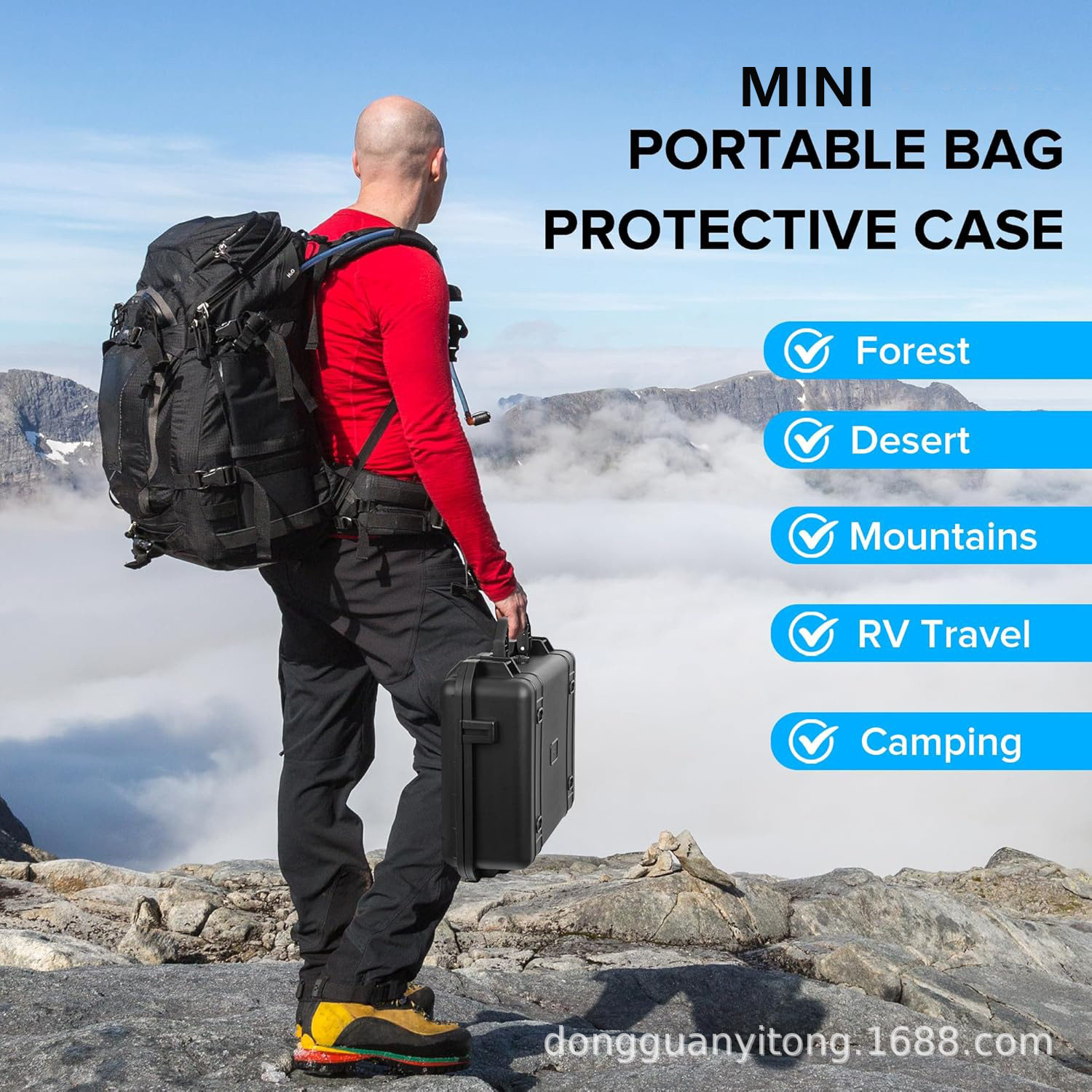 Mini防水收纳迷你工具箱IP67防护级便携家用防水黑色翻盖式车载