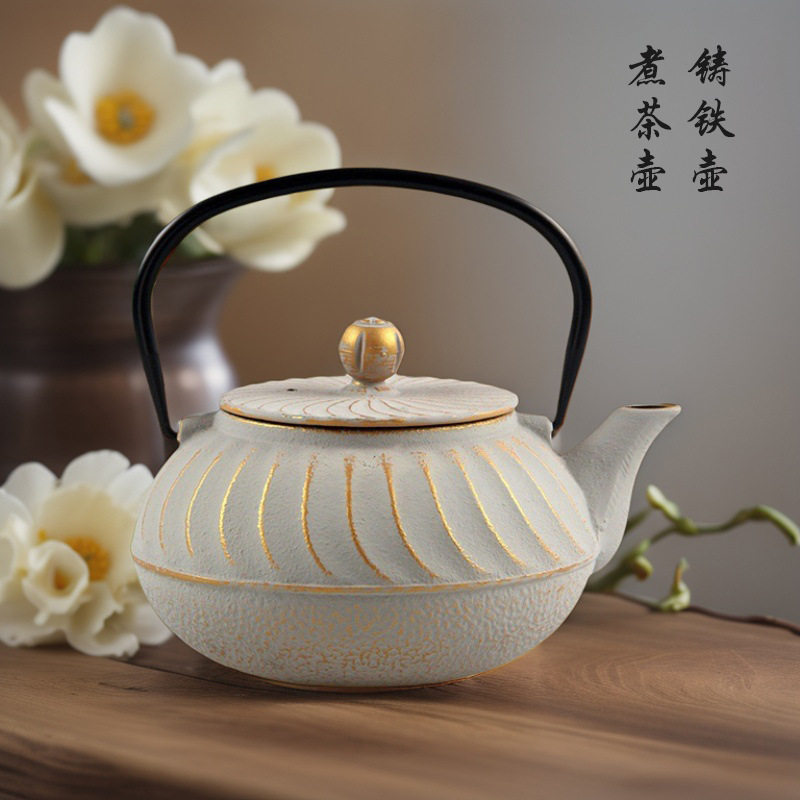 0.7L欧式美式西式铸铁壶茶壶烧水煮茶煮咖啡生铁茶壶摆件饰品茶具
