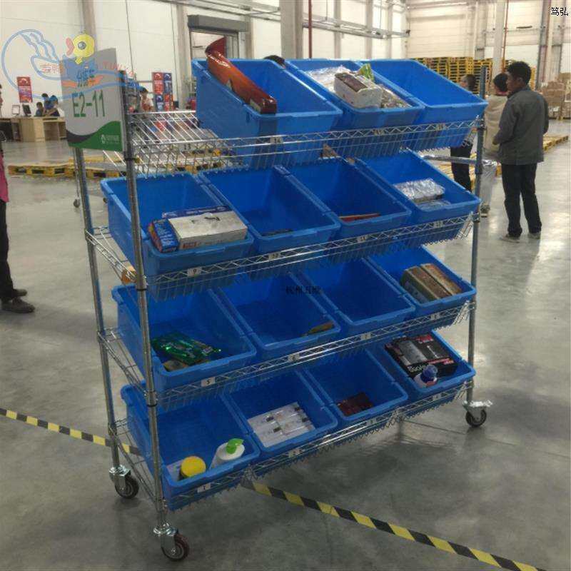 电商仓库分拣车快递选货车配货斜面式移动物料架发货车物流拣货车