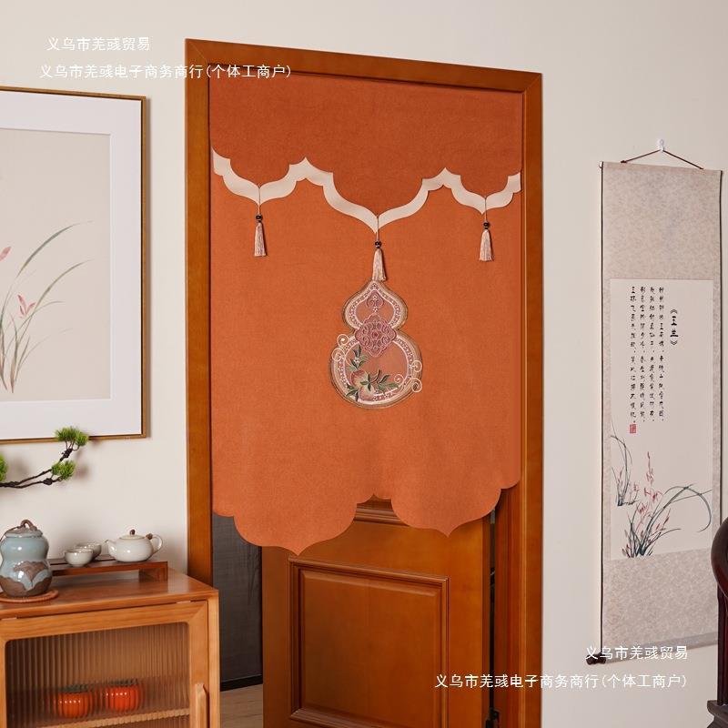 福禄双全葫芦门帘风水布艺半帘隔断帘卧室房间家用帘子遮挡帘挂帘
