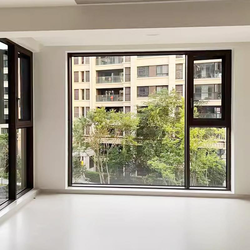 断桥铝系统窗别墅隔音隔热平开窗封阳台自建房铝合金门窗推拉窗