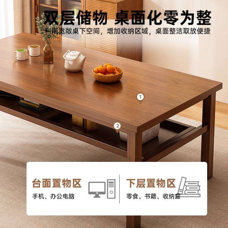 实木餐桌家用长方形吃饭桌子储物大板桌饭桌一桌四椅餐桌椅组合