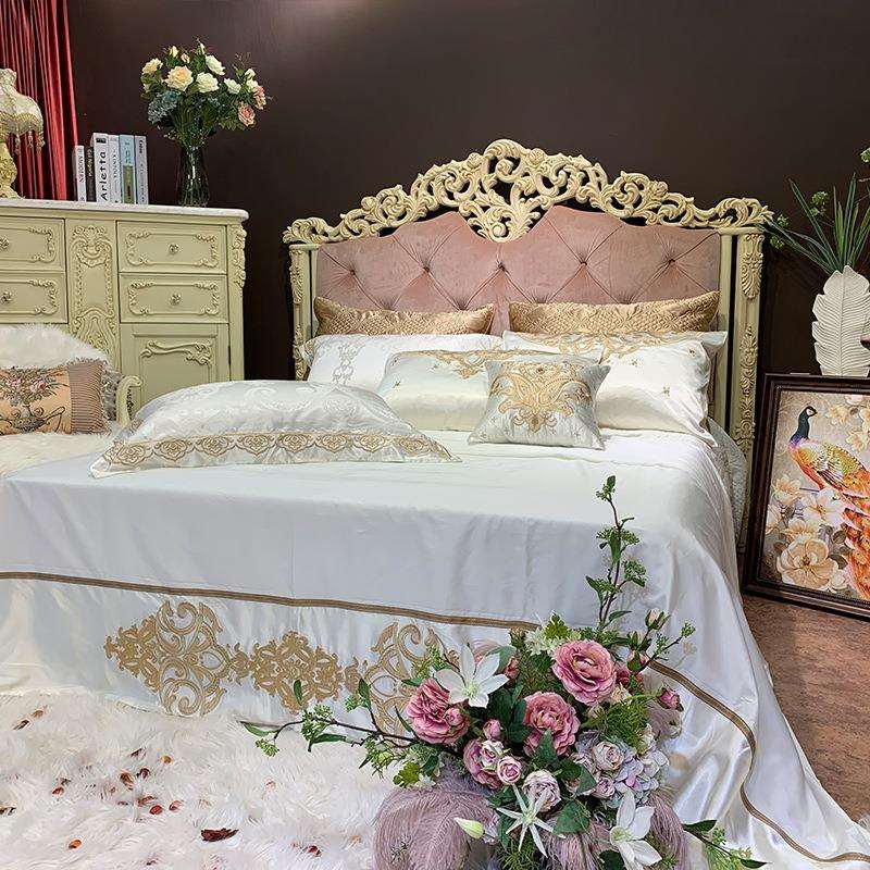 欧式四件套奢华床上用品欧式美式样板房六件套十件套床品套件白色