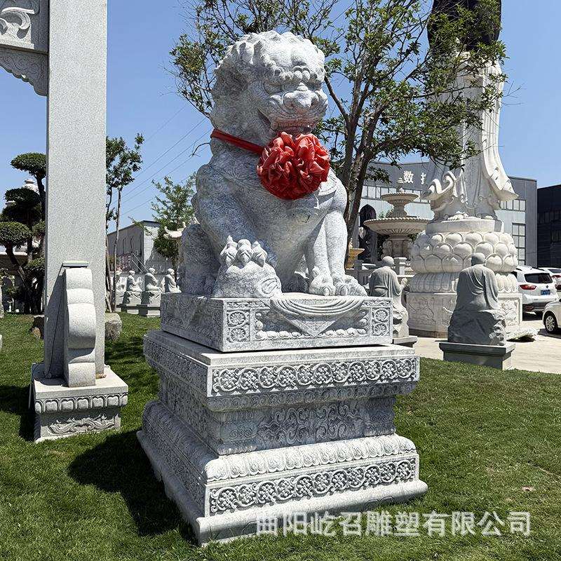 花岗岩石雕狮子一对公司酒店门口摆件中式园林雕刻动物仿古石狮子