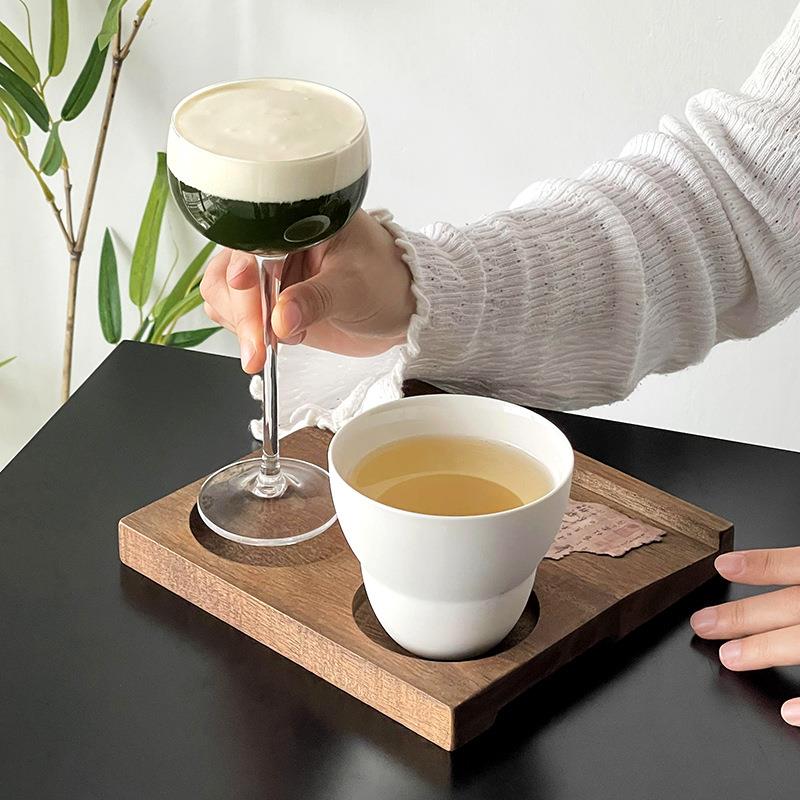 咖啡杯托盘一豆三喝盘三孔咖啡木托盘一茶三喝杯盘茶托鸡尾酒托盘图片