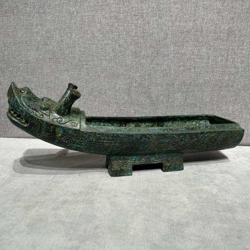 桌面案头小件 仿古青铜器龙形觥酒器摆件 - 历史感装饰 解压小物