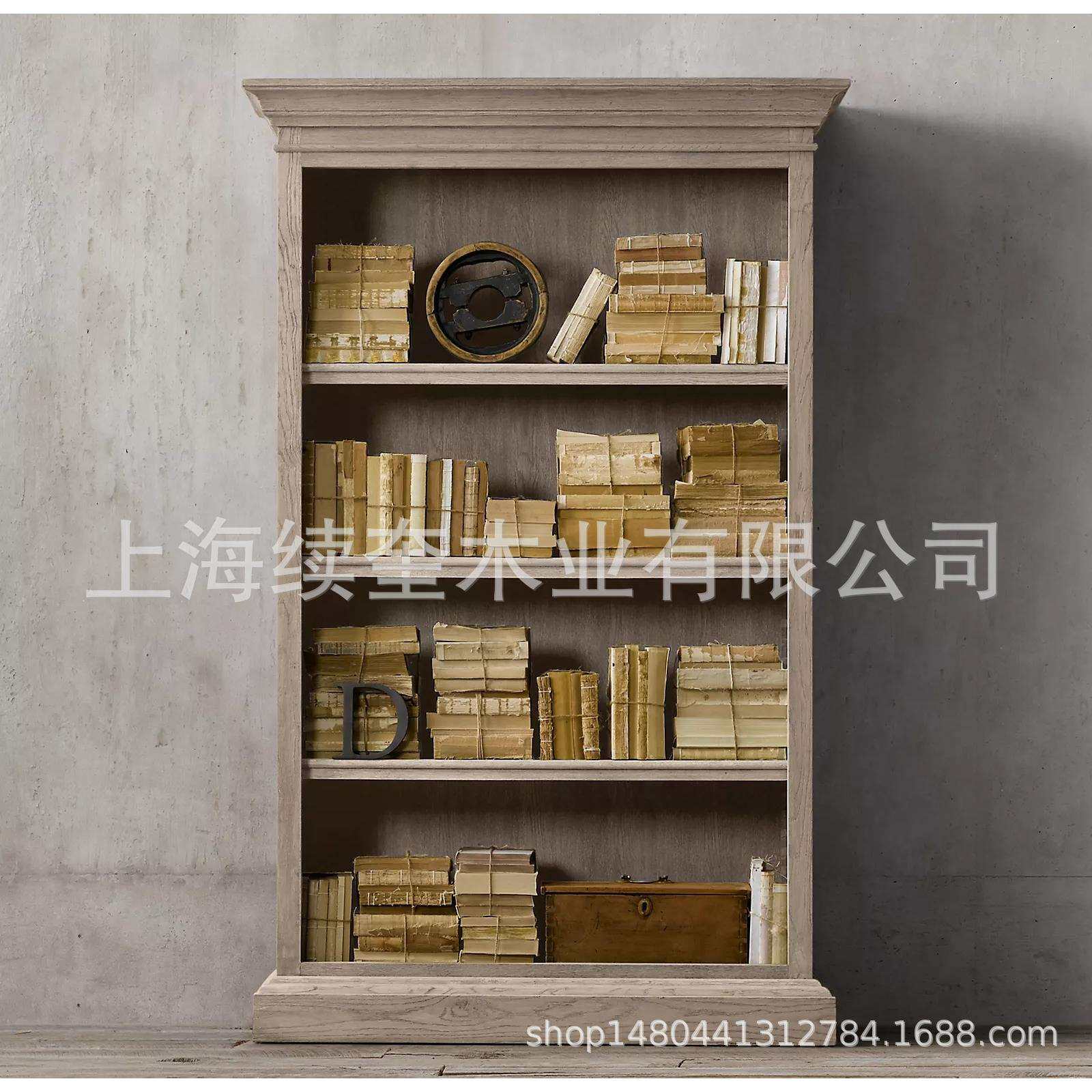RH美式实木复古储物书柜设计师出口别墅跨境电商亚马逊供应商家具